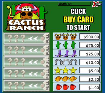 bingo cabin cactus ranch pull tabs online instant win game