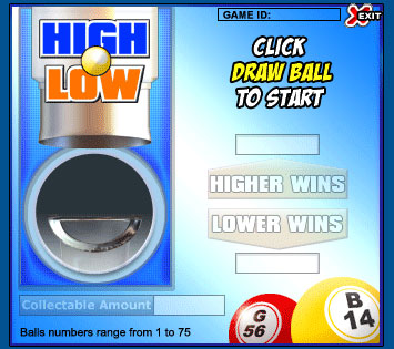 bingo cabin high low online instant win game
