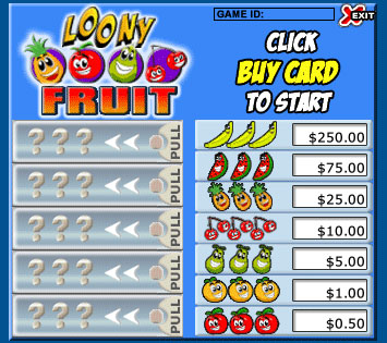 bingo cabin loony fruits pull tabs online instant win game